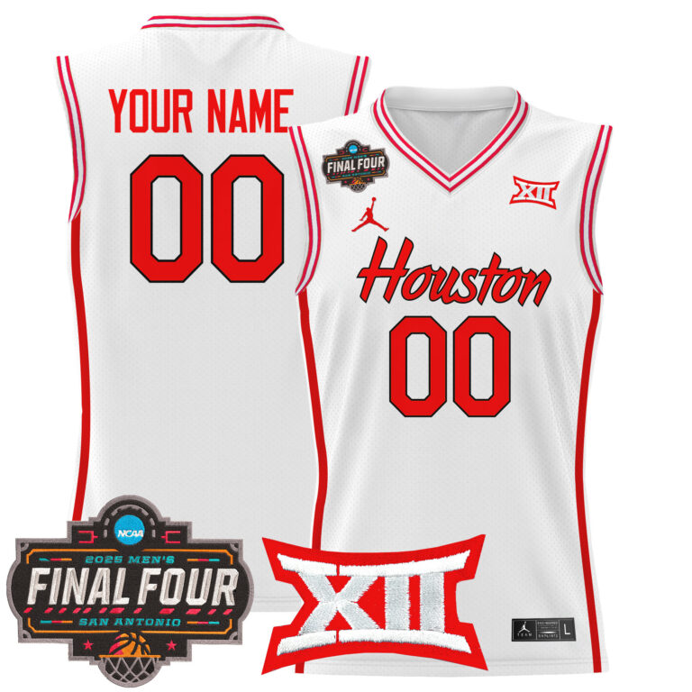 Men Houston Cougars #7 Uzan white 2025 Final Four Patch NCAA Custom Jerseys style 2